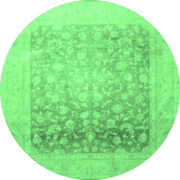 Round Machine Washable Persian Emerald Green Traditional Area Rugs, wshtr944emgrn