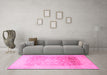 Machine Washable Persian Pink Traditional Rug in a Living Room, wshtr944pnk