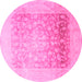 Round Machine Washable Persian Pink Traditional Rug, wshtr944pnk