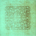 Square Persian Turquoise Traditional Rug, tr944turq