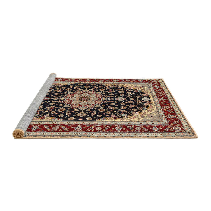 Sideview of Machine Washable Traditional Vermilion Red Rug, wshtr945