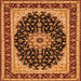 Serging Thickness of Medallion Orange Traditional Rug, tr945org