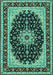 Machine Washable Medallion Turquoise Traditional Area Rugs, wshtr945turq