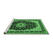 Sideview of Machine Washable Medallion Emerald Green Traditional Area Rugs, wshtr945emgrn