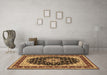 Machine Washable Medallion Brown Traditional Rug in a Living Room,, wshtr945brn