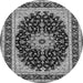 Machine Washable Medallion Gray Traditional Rug, wshtr945gry