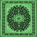 Square Machine Washable Medallion Emerald Green Traditional Area Rugs, wshtr945emgrn