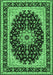 Machine Washable Medallion Emerald Green Traditional Area Rugs, wshtr945emgrn