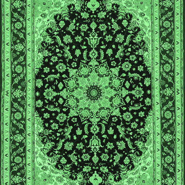 Machine Washable Medallion Emerald Green Traditional Area Rugs, wshtr945emgrn