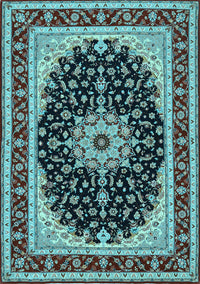 Medallion Light Blue Traditional Rug, tr945lblu