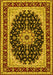 Machine Washable Medallion Yellow Traditional Rug, wshtr945yw