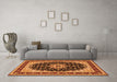 Machine Washable Medallion Orange Traditional Area Rugs in a Living Room, wshtr945org