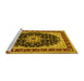 Sideview of Machine Washable Medallion Yellow Traditional Rug, wshtr945yw