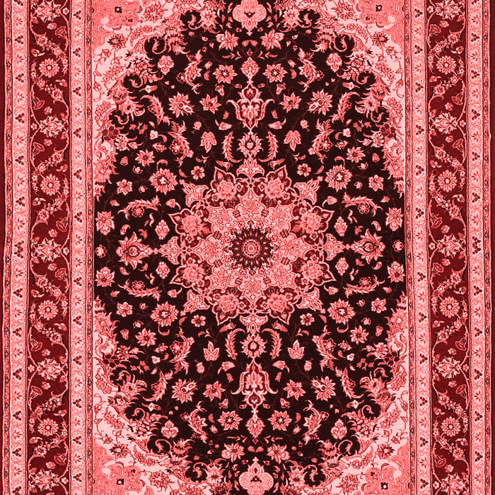 Machine Washable Medallion Red Traditional Rug, wshtr945red