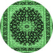 Round Medallion Emerald Green Traditional Rug, tr945emgrn