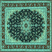 Square Medallion Turquoise Traditional Rug, tr945turq