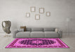 Machine Washable Medallion Pink Traditional Rug in a Living Room, wshtr945pnk