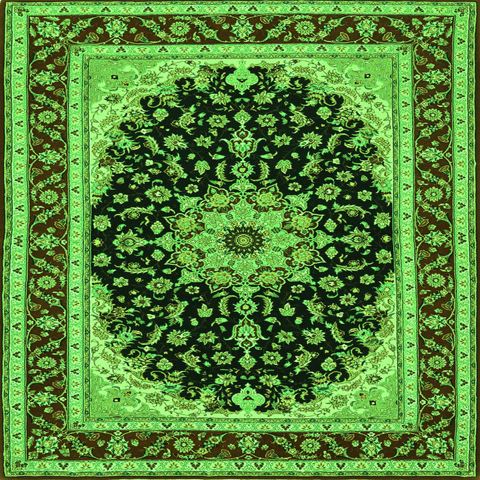 Serging Thickness of Medallion Green Traditional Rug, tr945grn