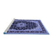 Sideview of Machine Washable Medallion Blue Traditional Rug, wshtr945blu