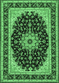 Medallion Emerald Green Traditional Rug, tr945emgrn