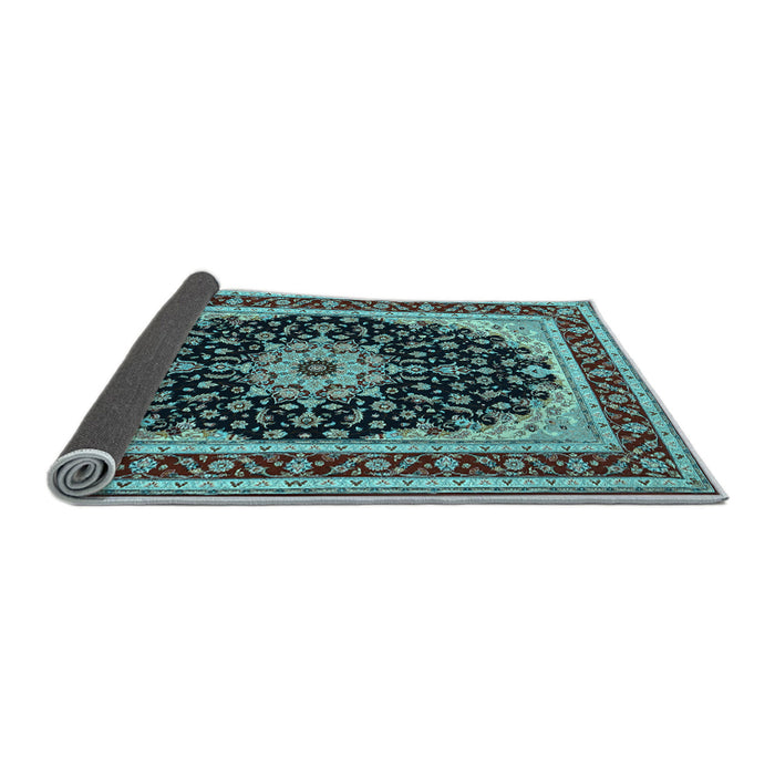 Sideview of Medallion Light Blue Traditional Rug, tr945lblu