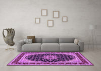 Machine Washable Medallion Purple Traditional Rug, wshtr945pur