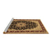 Sideview of Machine Washable Medallion Brown Traditional Rug, wshtr945brn