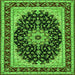 Round Machine Washable Medallion Green Traditional Area Rugs, wshtr945grn