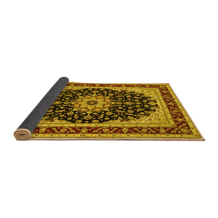 Sideview of Medallion Yellow Traditional Rug, tr945yw