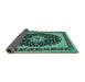 Sideview of Medallion Turquoise Traditional Rug, tr945turq