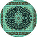 Round Medallion Turquoise Traditional Rug, tr945turq