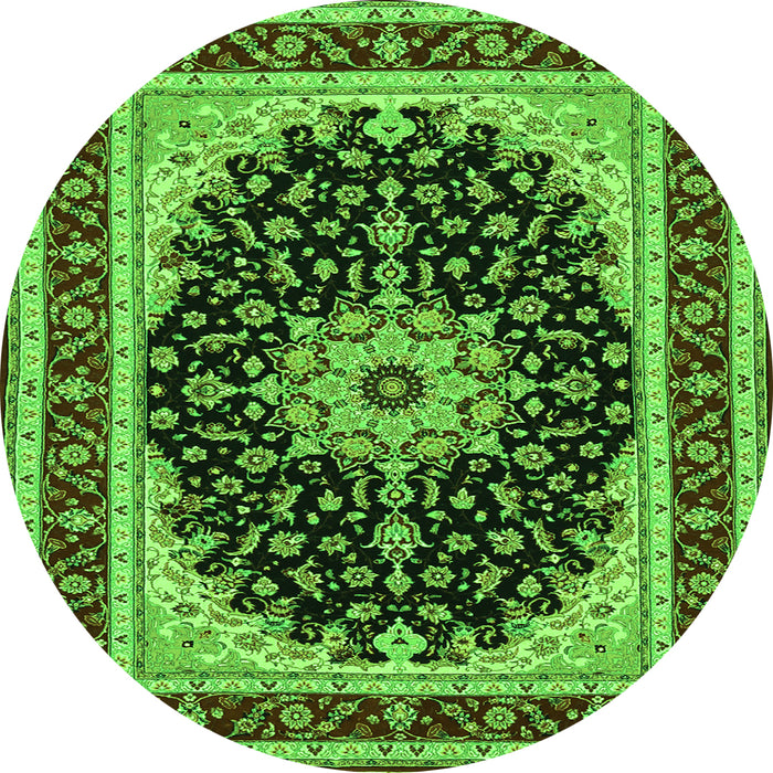 Machine Washable Medallion Green Traditional Area Rugs, wshtr945grn
