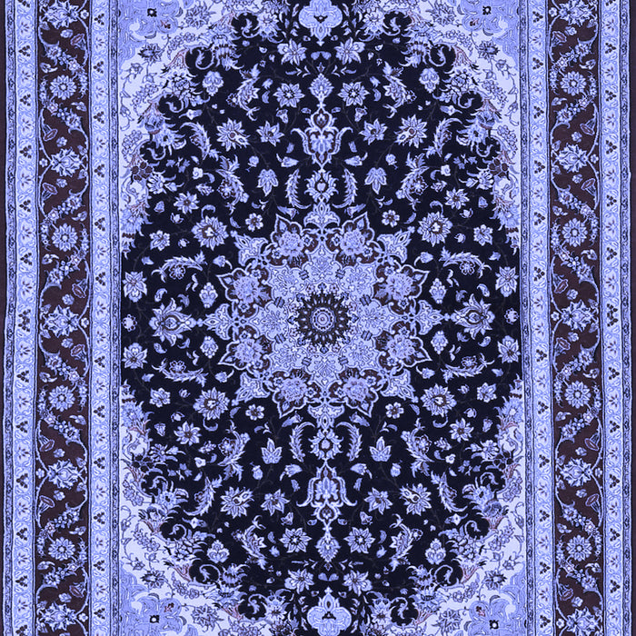 Machine Washable Medallion Blue Traditional Rug, wshtr945blu
