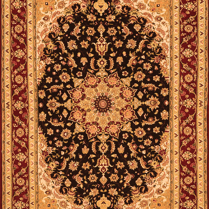 Serging Thickness of Machine Washable Medallion Orange Traditional Area Rugs, wshtr945org
