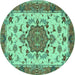 Round Machine Washable Persian Turquoise Traditional Area Rugs, wshtr946turq