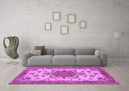 Machine Washable Persian Purple Traditional Area Rugs in a Living Room, wshtr946pur