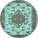 Round Machine Washable Persian Light Blue Traditional Rug, wshtr946lblu