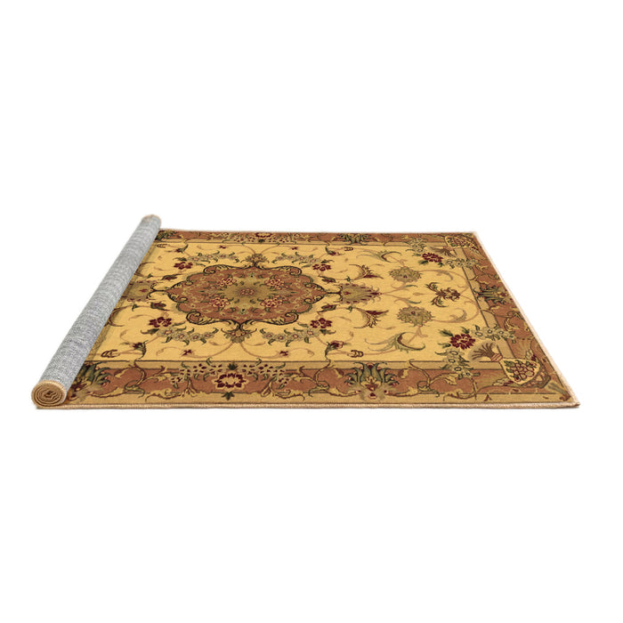 Sideview of Machine Washable Persian Brown Traditional Rug, wshtr946brn