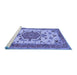 Sideview of Machine Washable Persian Blue Traditional Rug, wshtr946blu
