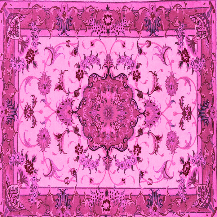 Square Machine Washable Persian Pink Traditional Rug, wshtr946pnk