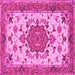 Square Machine Washable Persian Pink Traditional Rug, wshtr946pnk