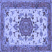 Square Machine Washable Persian Blue Traditional Rug, wshtr946blu