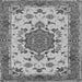 Round Machine Washable Persian Gray Traditional Rug, wshtr946gry