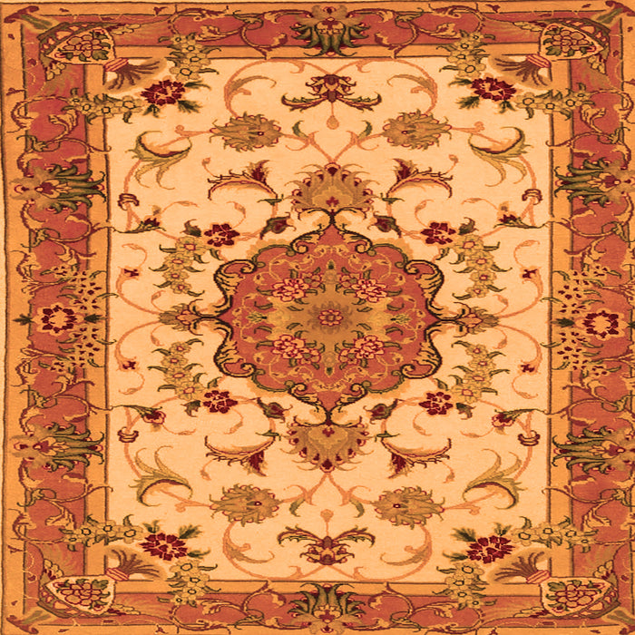 Round Machine Washable Persian Orange Traditional Area Rugs, wshtr946org