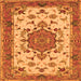 Round Machine Washable Persian Orange Traditional Area Rugs, wshtr946org