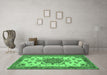 Machine Washable Persian Emerald Green Traditional Area Rugs in a Living Room,, wshtr946emgrn