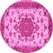 Round Machine Washable Persian Pink Traditional Rug, wshtr946pnk