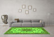 Machine Washable Persian Green Traditional Area Rugs in a Living Room,, wshtr946grn