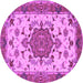 Round Machine Washable Persian Purple Traditional Area Rugs, wshtr946pur