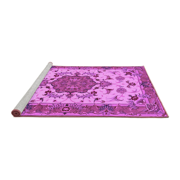 Sideview of Machine Washable Persian Purple Traditional Area Rugs, wshtr946pur